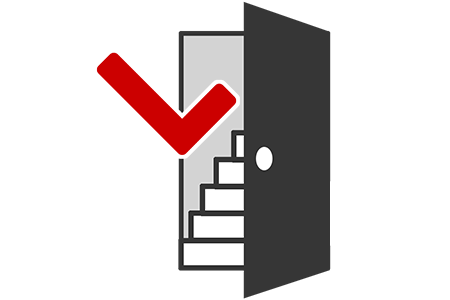 Undergraduate Admissions Door with a Checkmark Icon